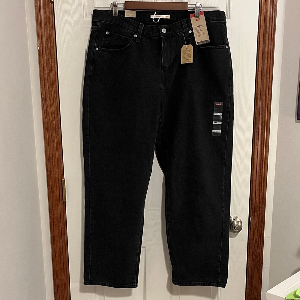 Levi’s’94 Baggy Straight Leg Black 100% Cotton Denim Jeans Women’s Size 16 - NWT